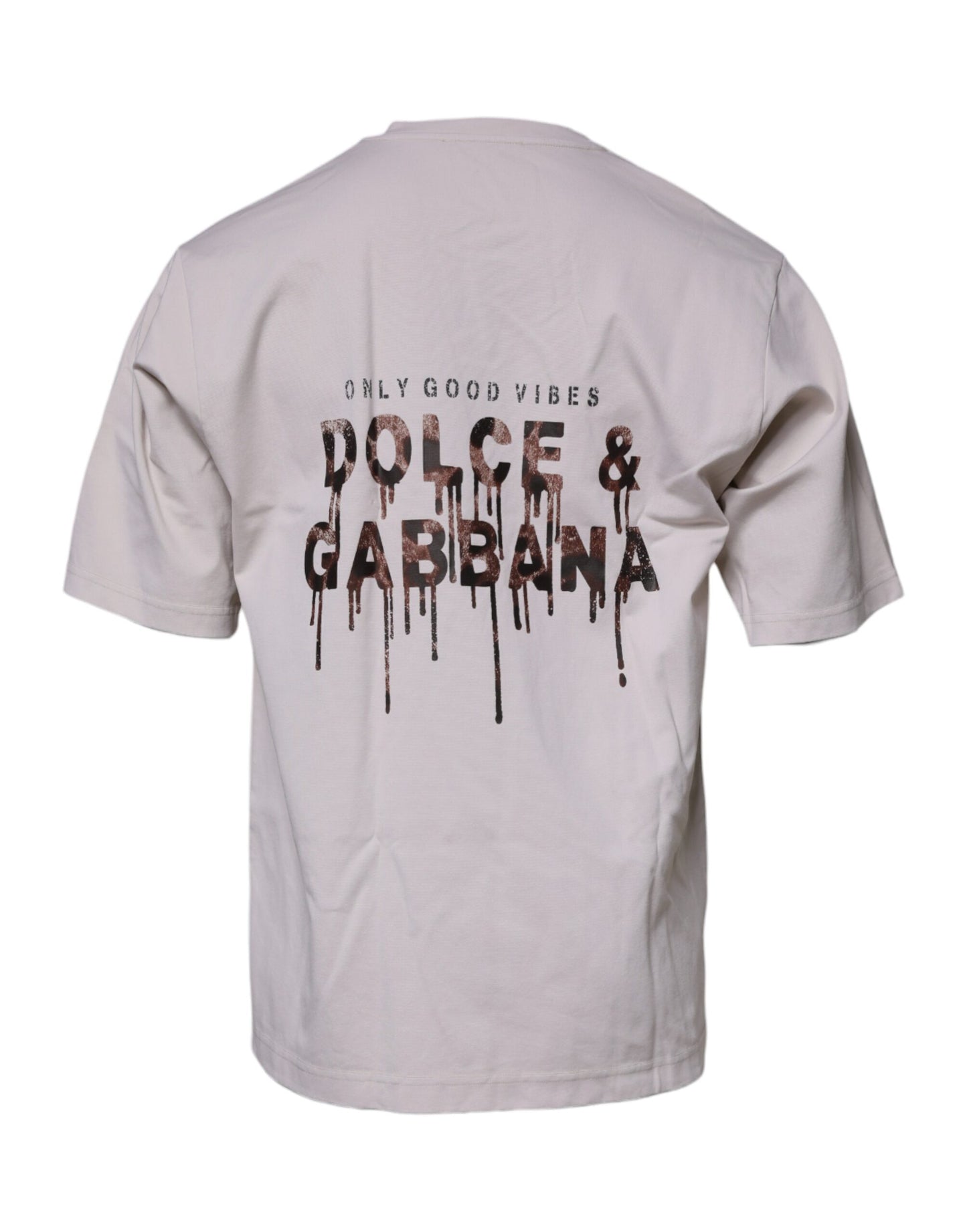 T-shirt beige à manches courtes et col ras du cou avec logo DG