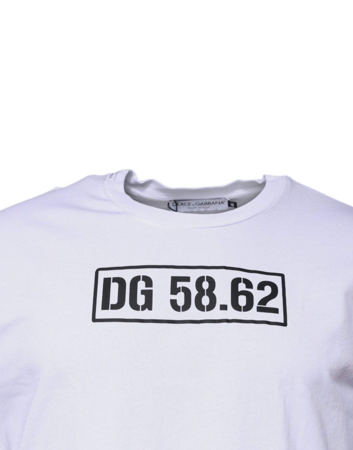 T-shirt ras du cou en coton blanc avec logo DG