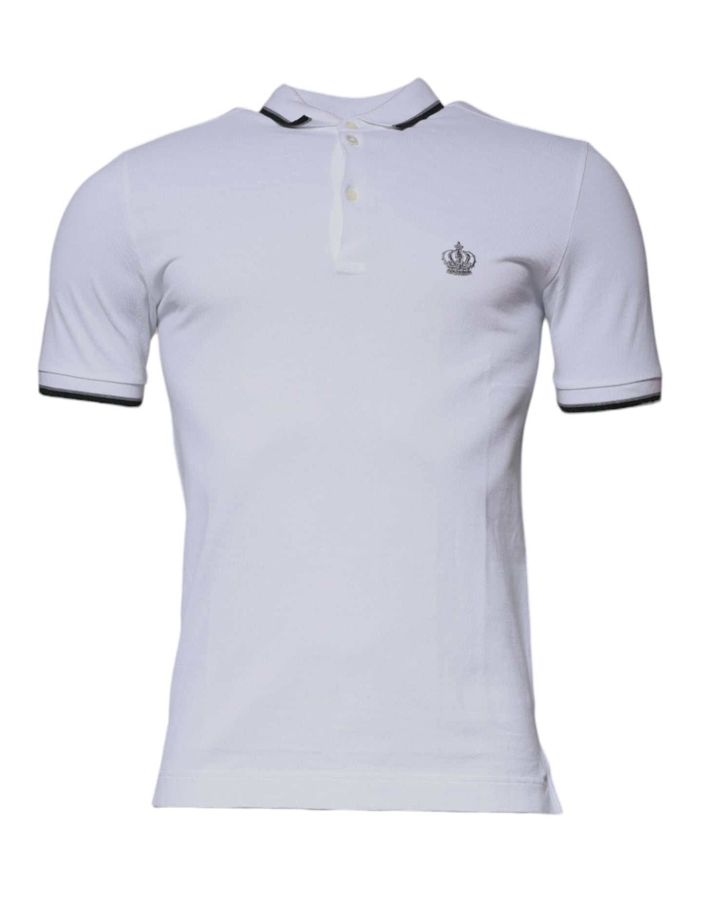 Polo à col couronne en coton blanc