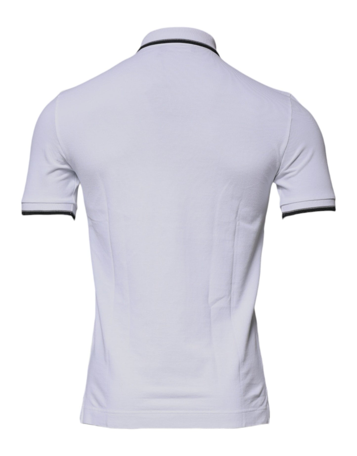 Polo à col couronne en coton blanc