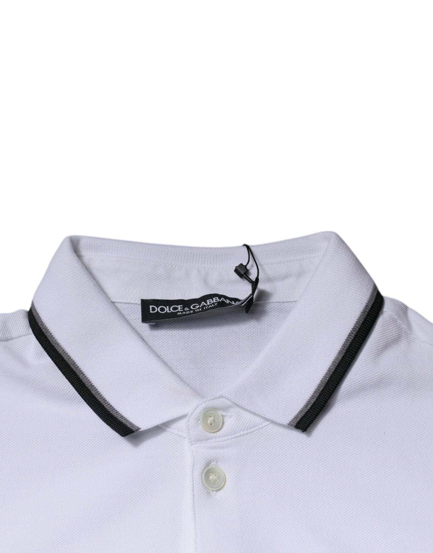 Polo à col couronne en coton blanc