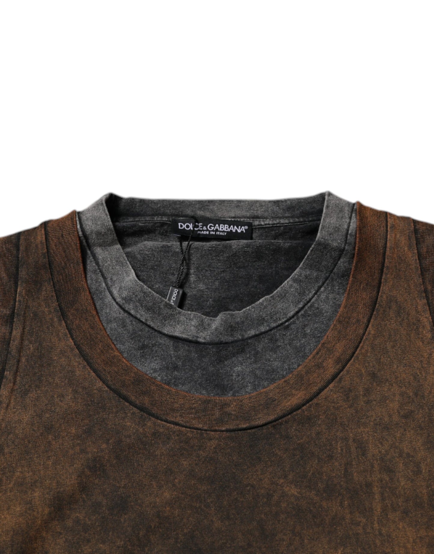 T-shirt sans manches à col rond en coton marron