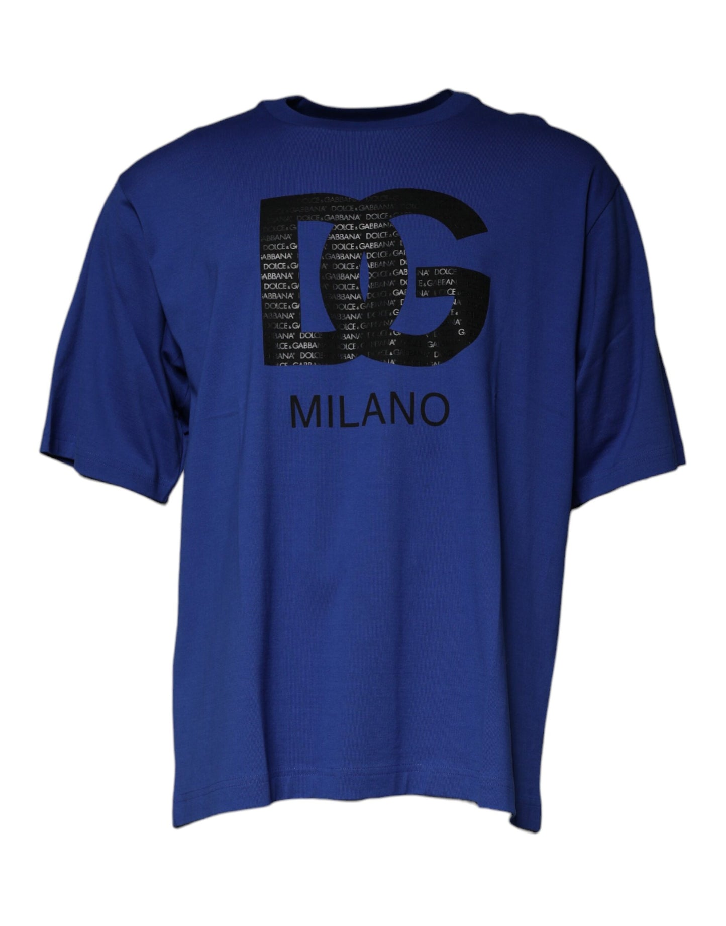 T-shirt ras du cou en coton bleu avec logo imprimé pour homme