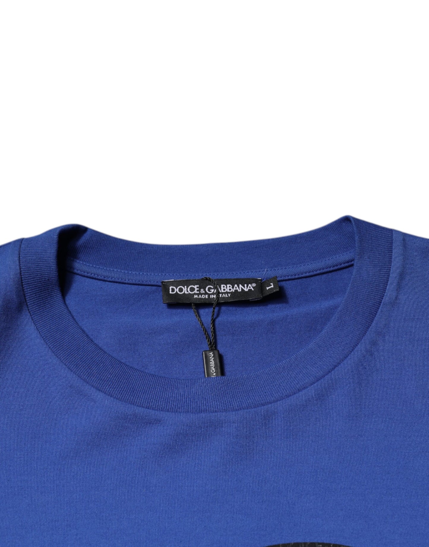 T-shirt ras du cou en coton bleu avec logo imprimé pour homme