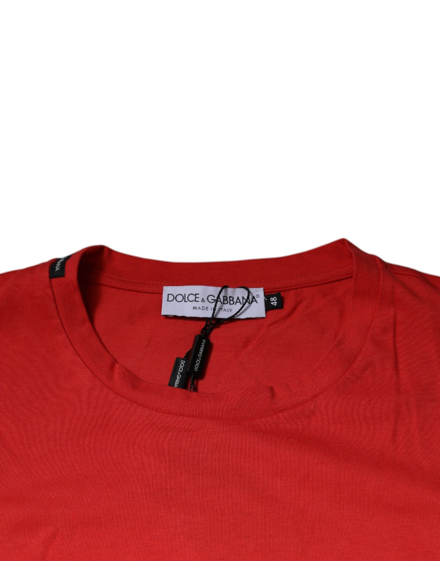 T-shirt ras du cou en coton rouge avec logo DG