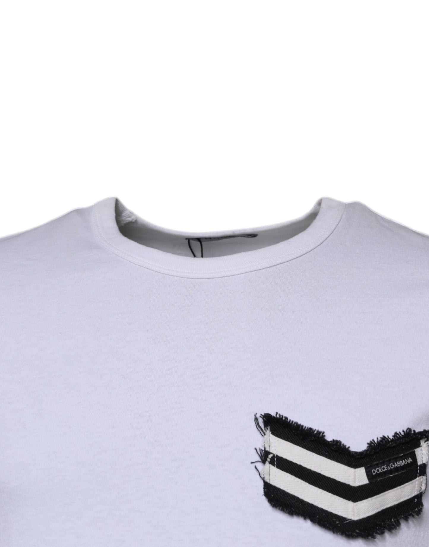 T-shirt à manches courtes et col ras du cou à rayures blanches