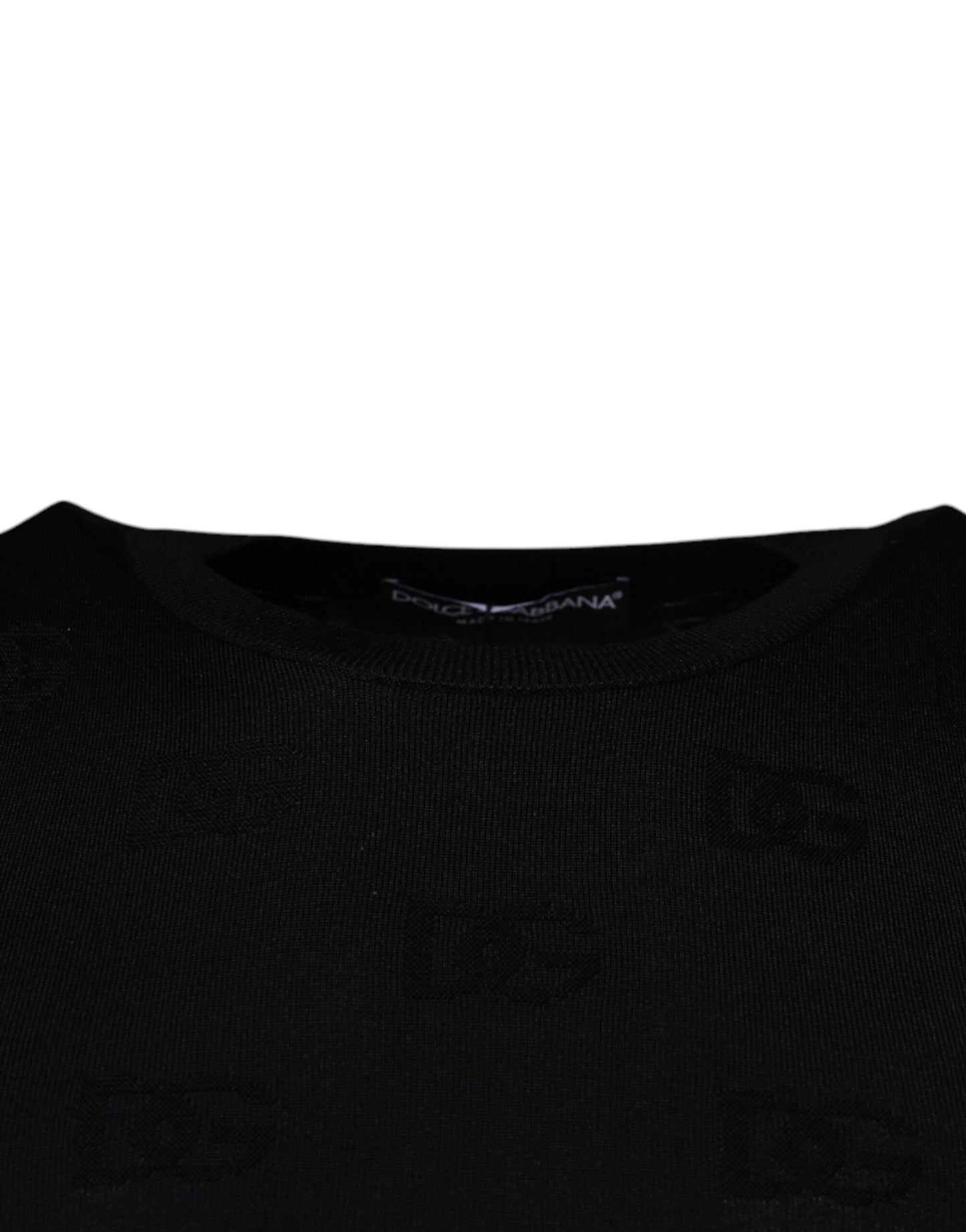 T-shirt sans manches à col rond en soie noire
