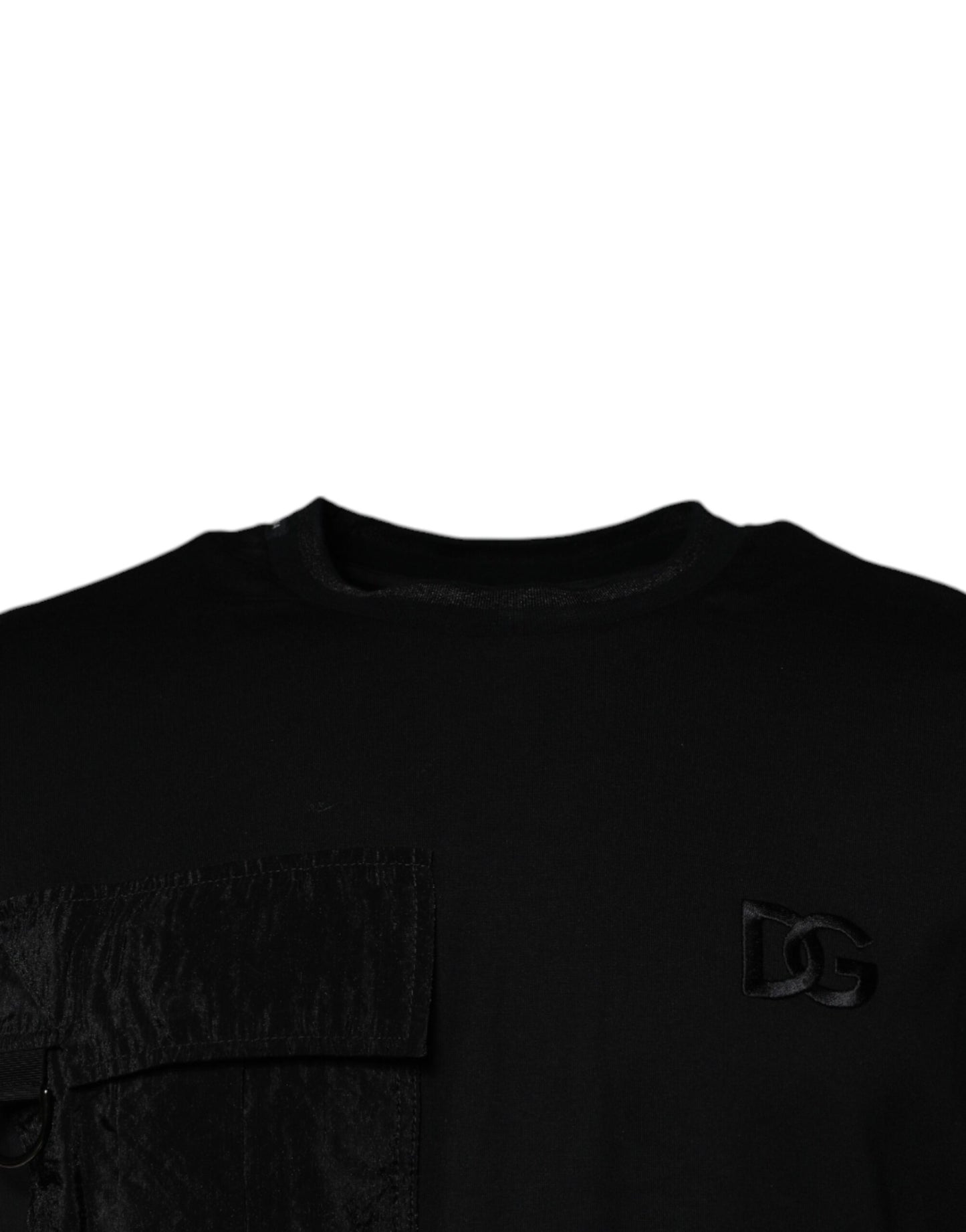 T-shirt noir à col rond et manches courtes