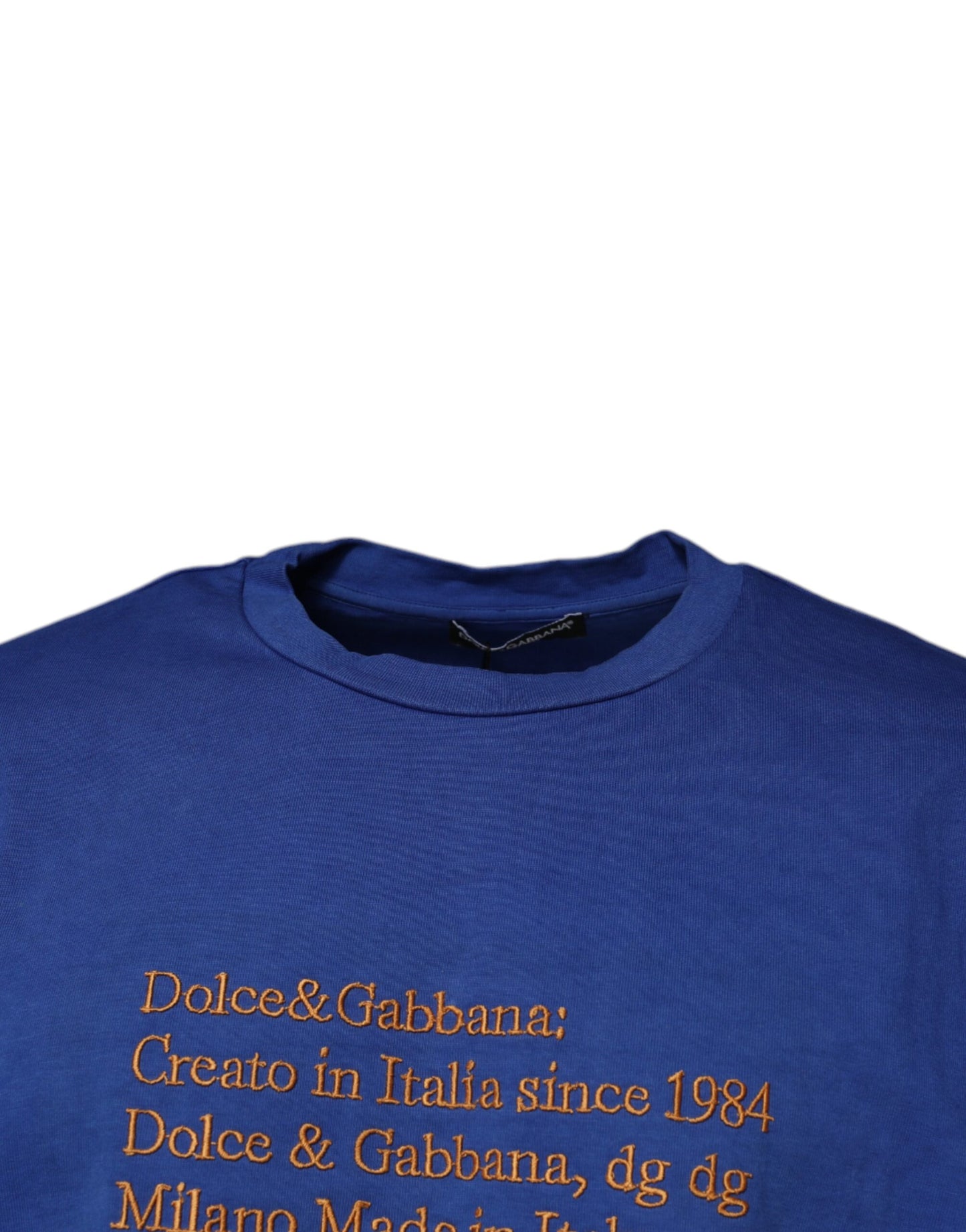 T-shirt col rond en coton à imprimé graphique bleu