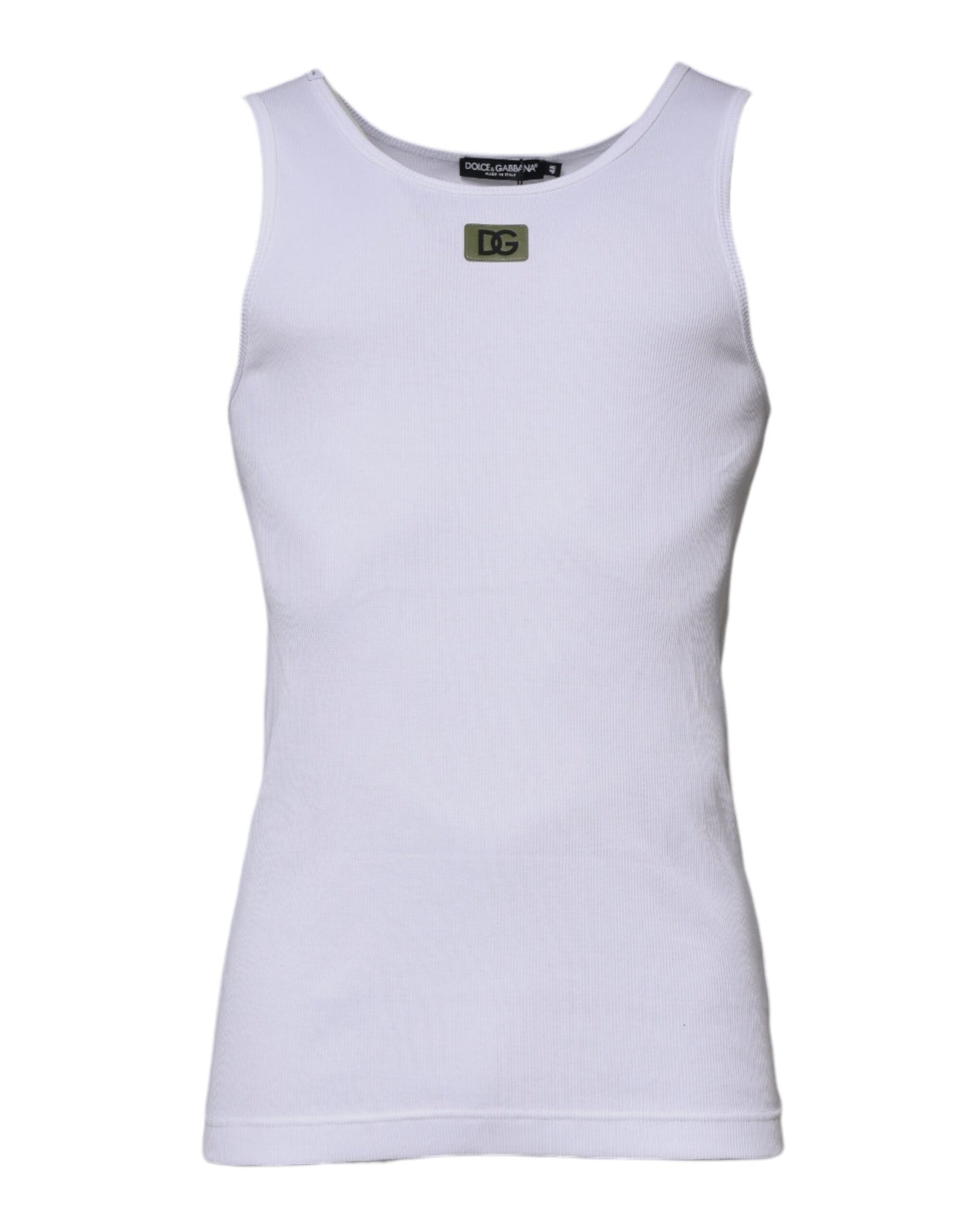 T-shirt sans manches à col rond en coton blanc