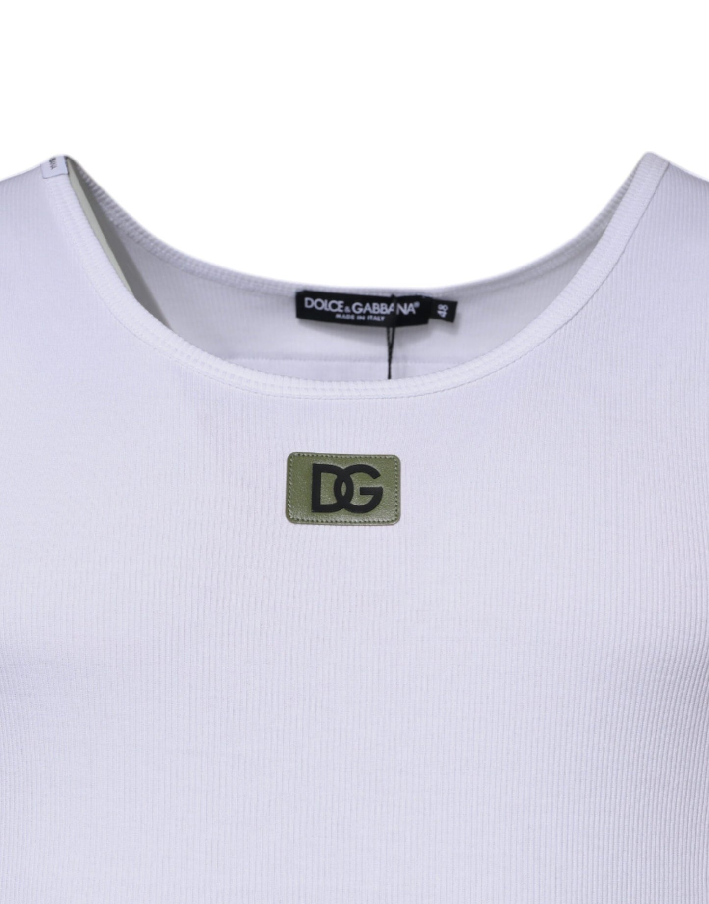 T-shirt sans manches à col rond en coton blanc