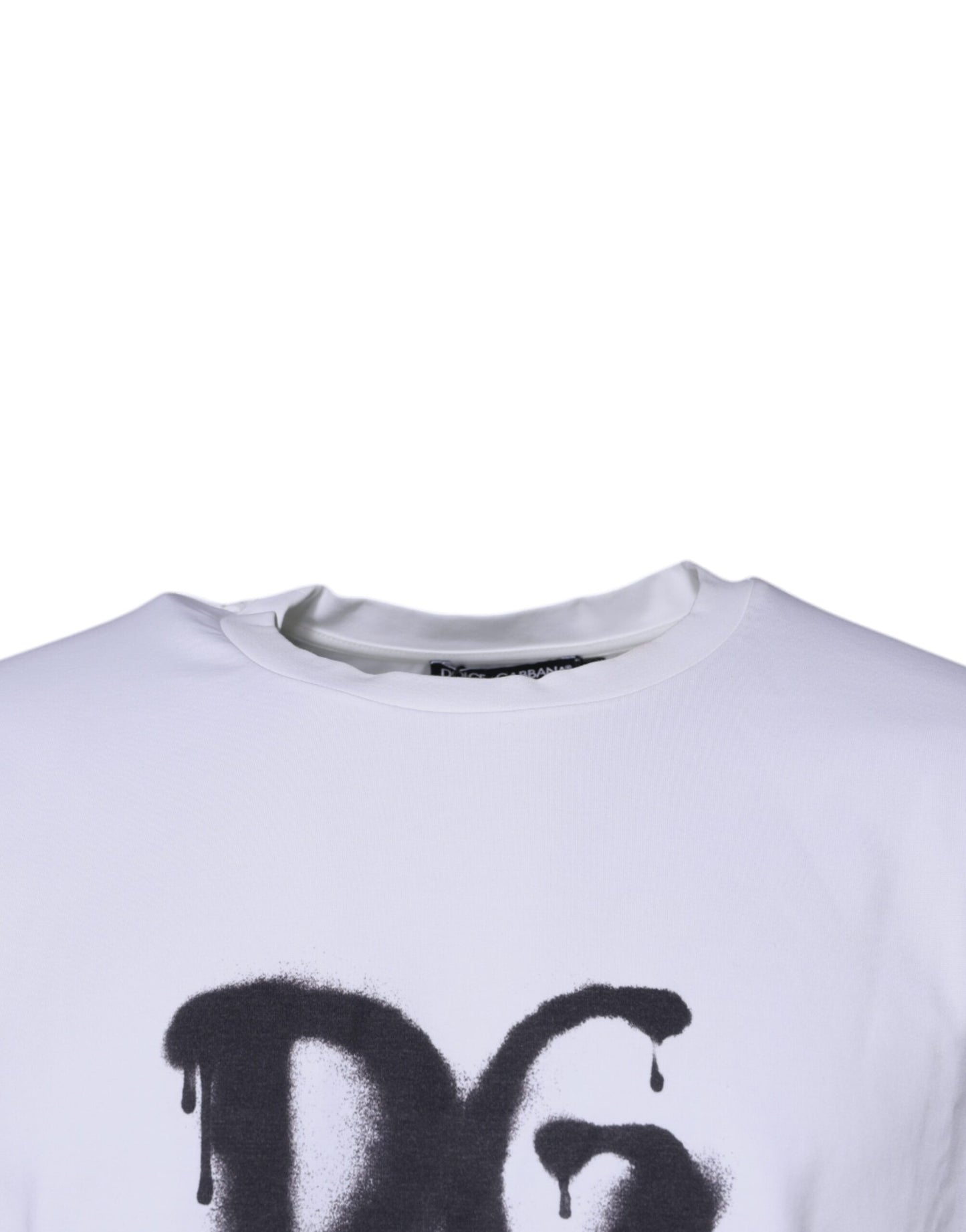 T-shirt ras du cou en coton blanc avec logo DG
