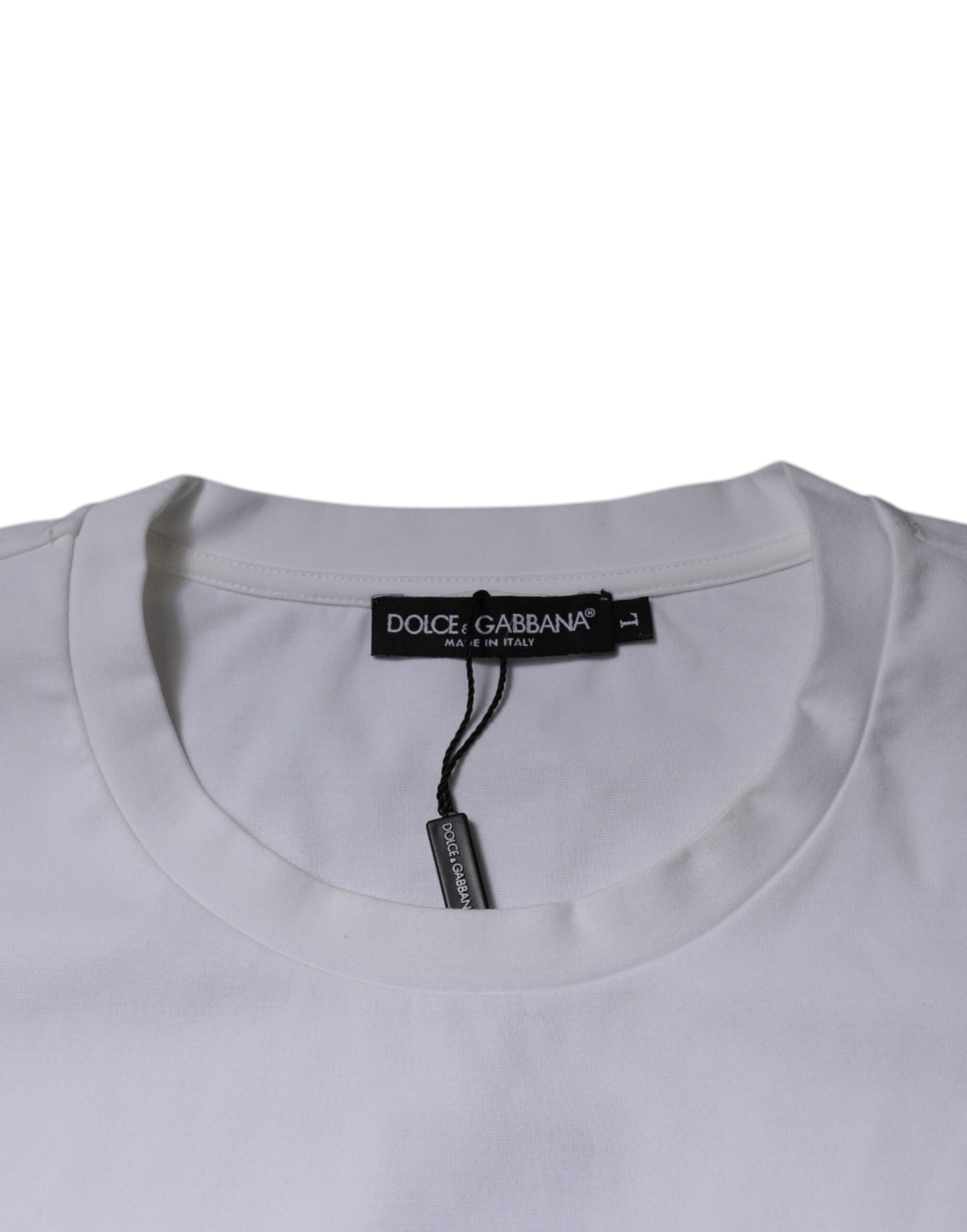 T-shirt ras du cou en coton blanc avec logo DG