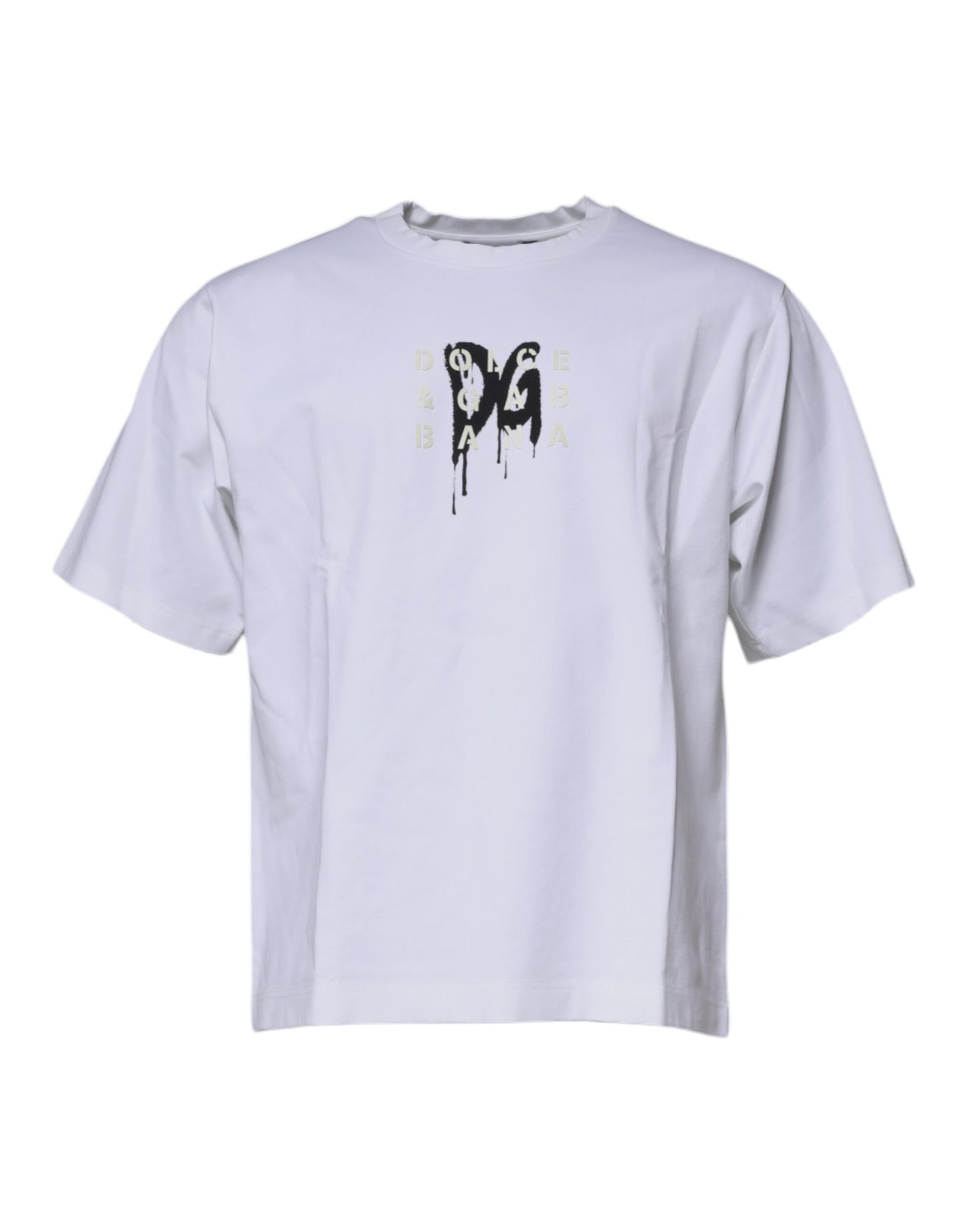 T-shirt ras du cou en coton blanc avec logo DG