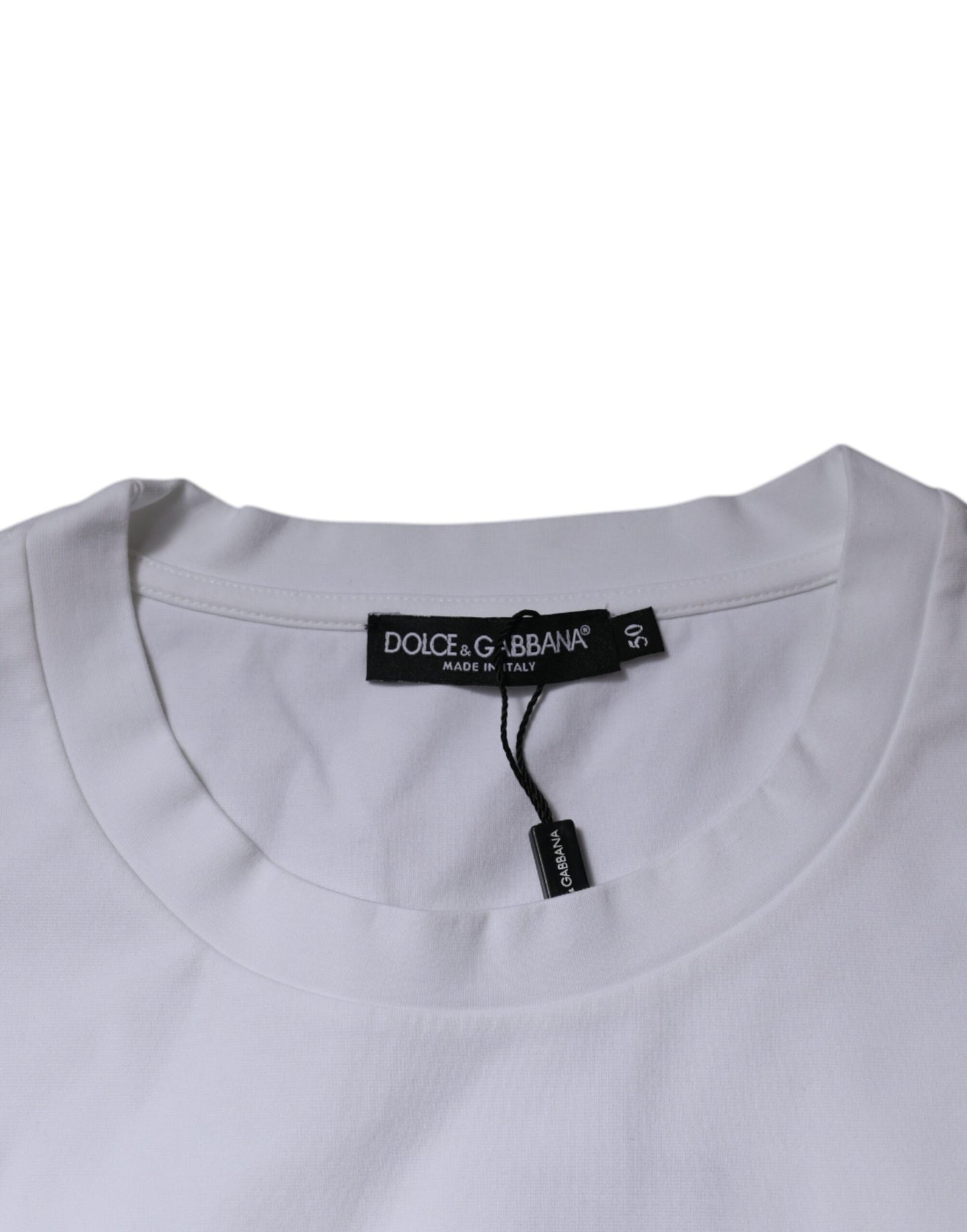 T-shirt ras du cou en coton blanc avec logo DG
