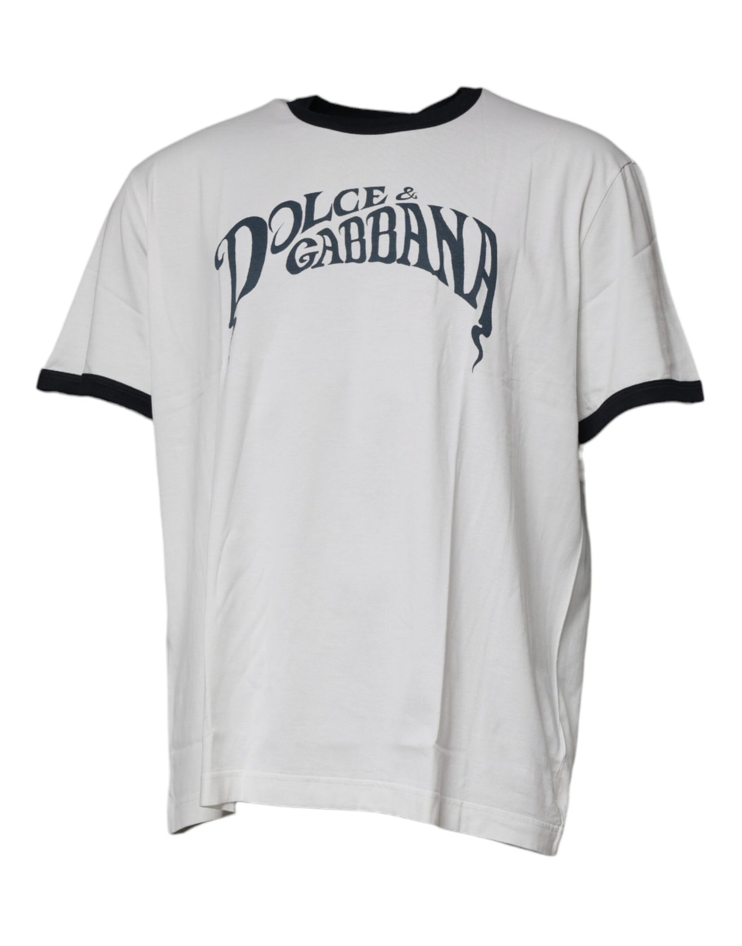 T-shirt col rond en coton blanc à imprimé graphique