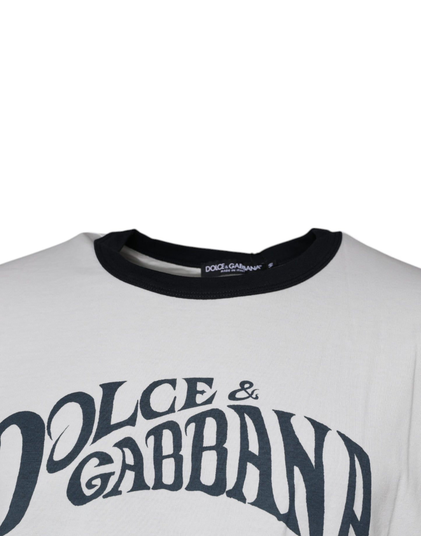 T-shirt col rond en coton blanc à imprimé graphique