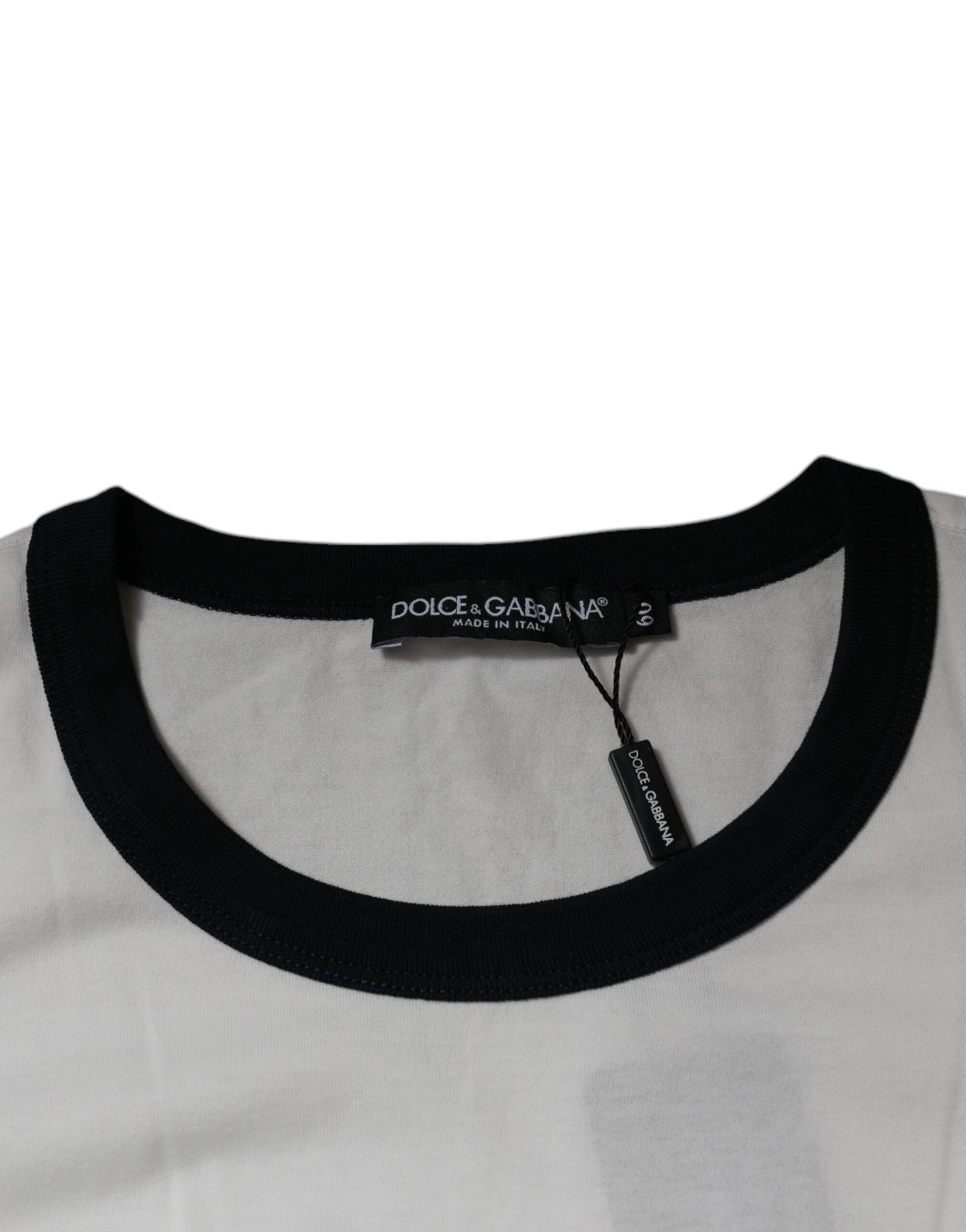T-shirt col rond en coton blanc à imprimé graphique
