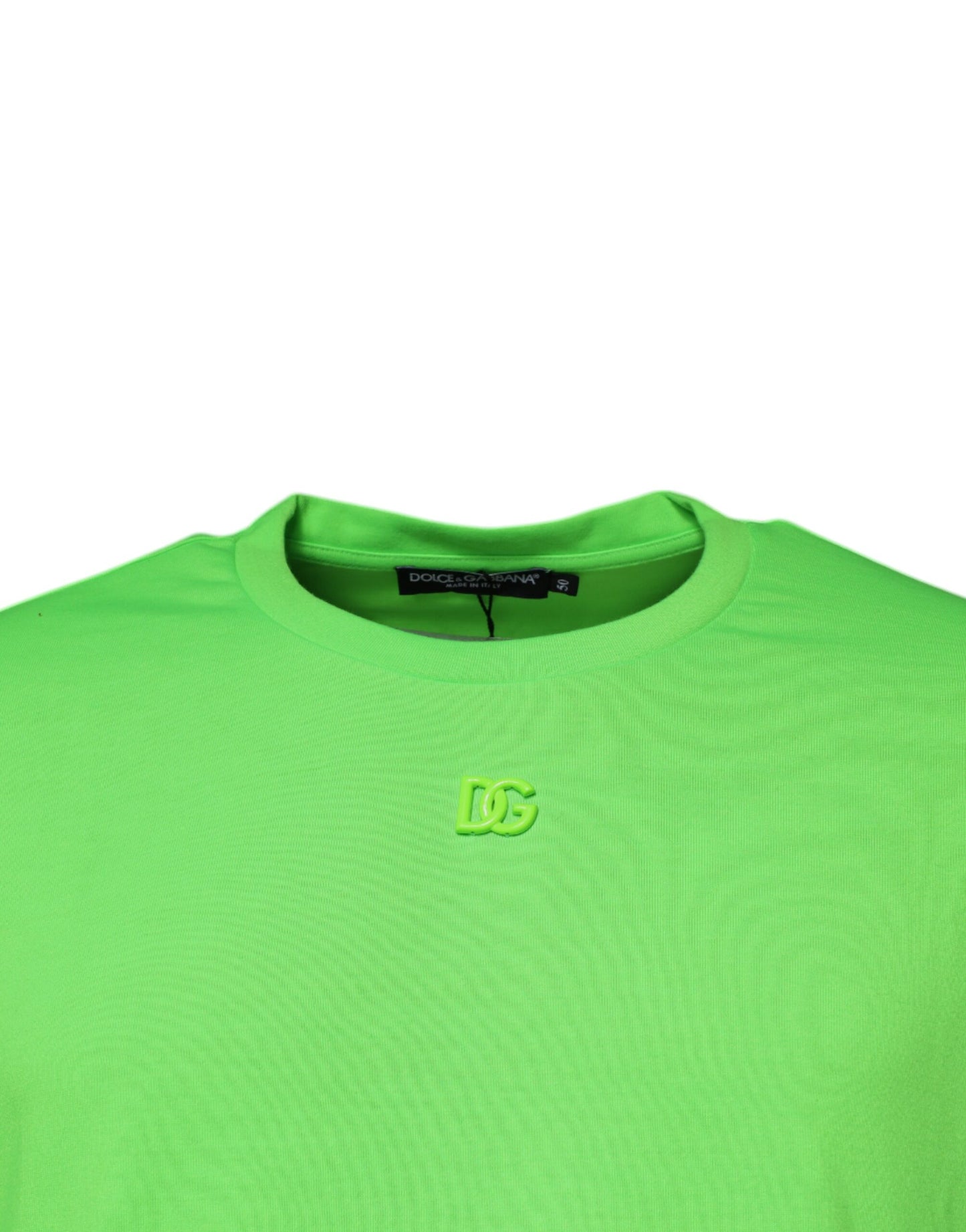 T-shirt ras du cou en coton vert avec logo DG