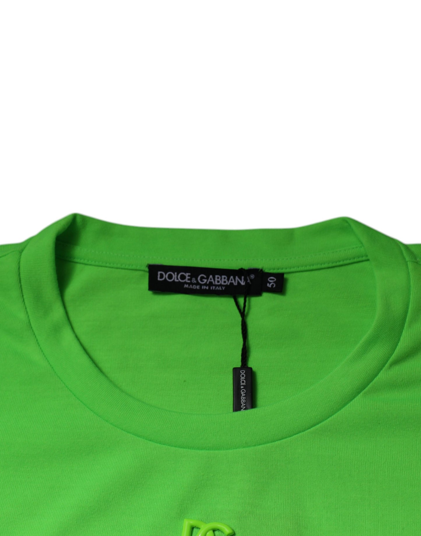 T-shirt ras du cou en coton vert avec logo DG
