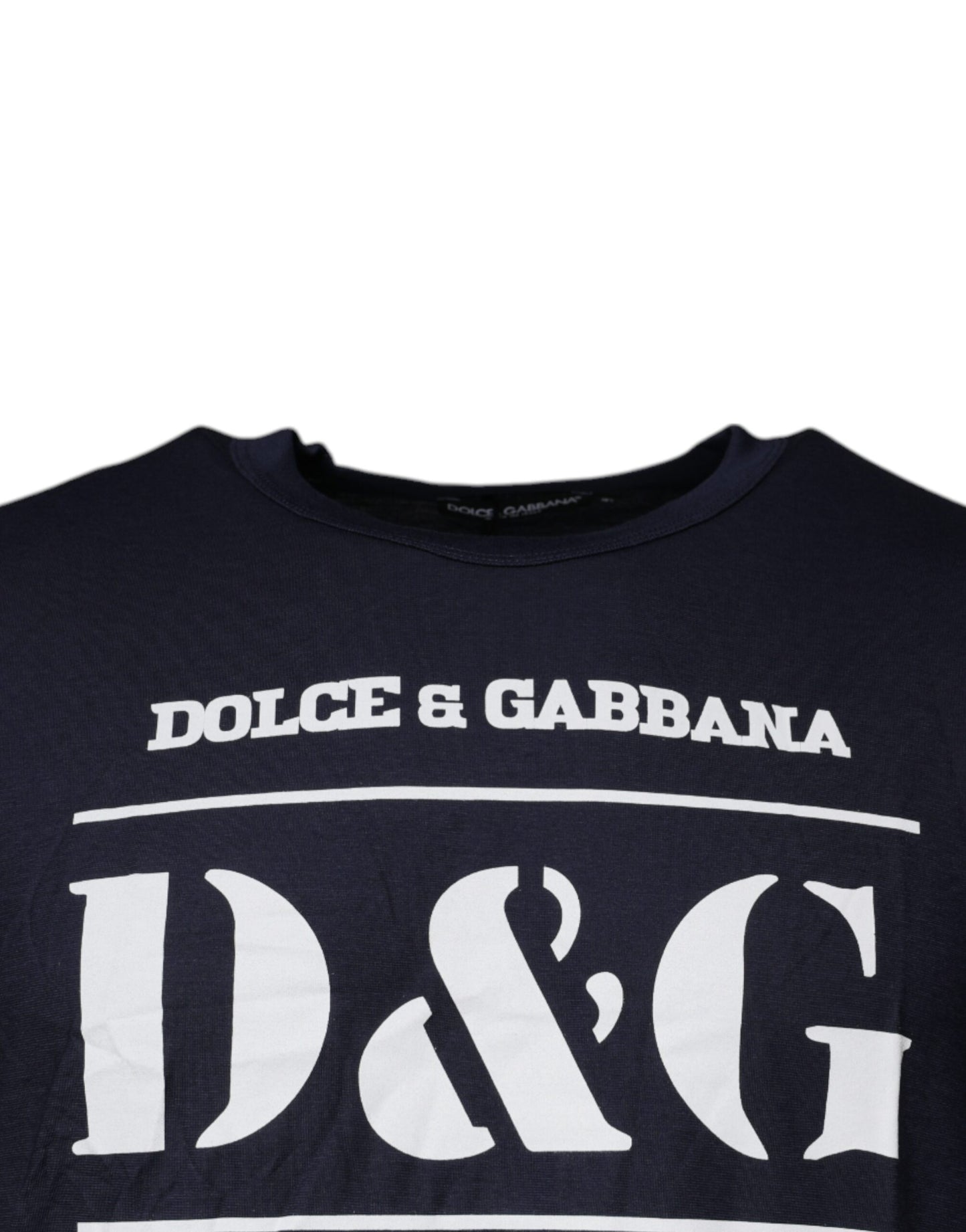T-shirt bleu à col rond en coton D&G King Of Love