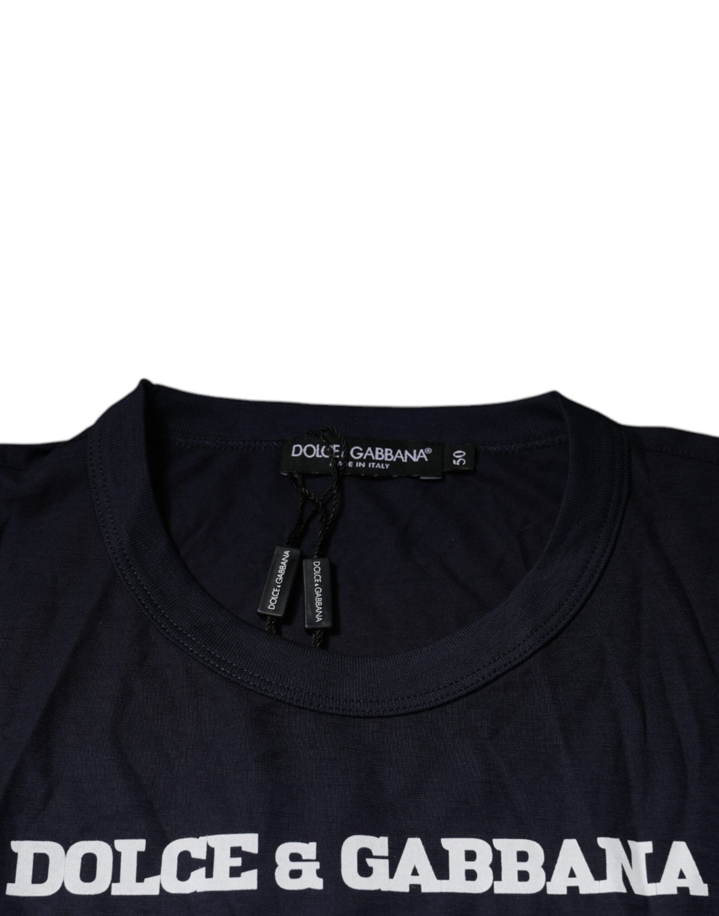 T-shirt bleu à col rond en coton D&G King Of Love