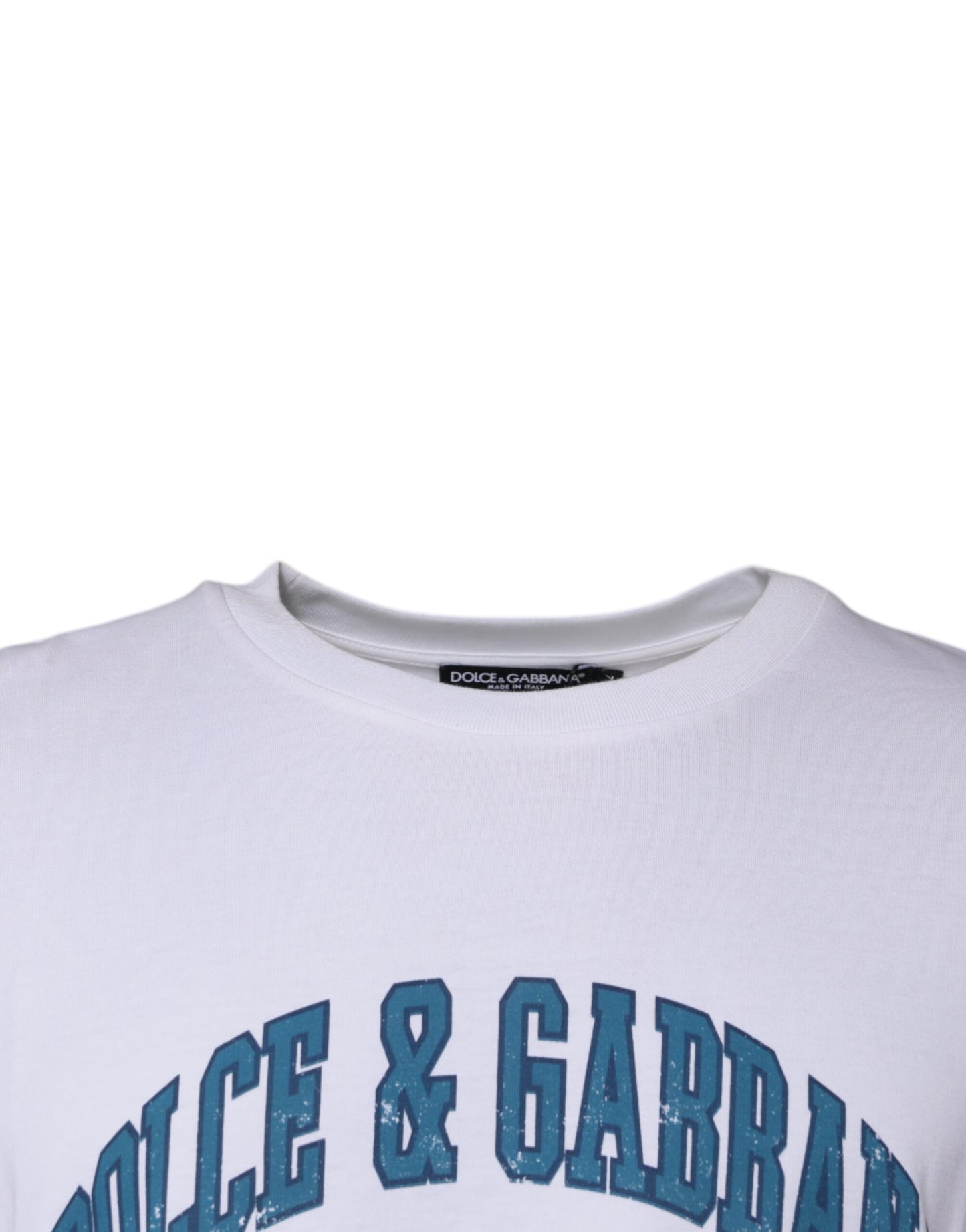 T-shirt blanc à col rond en coton DG Milano