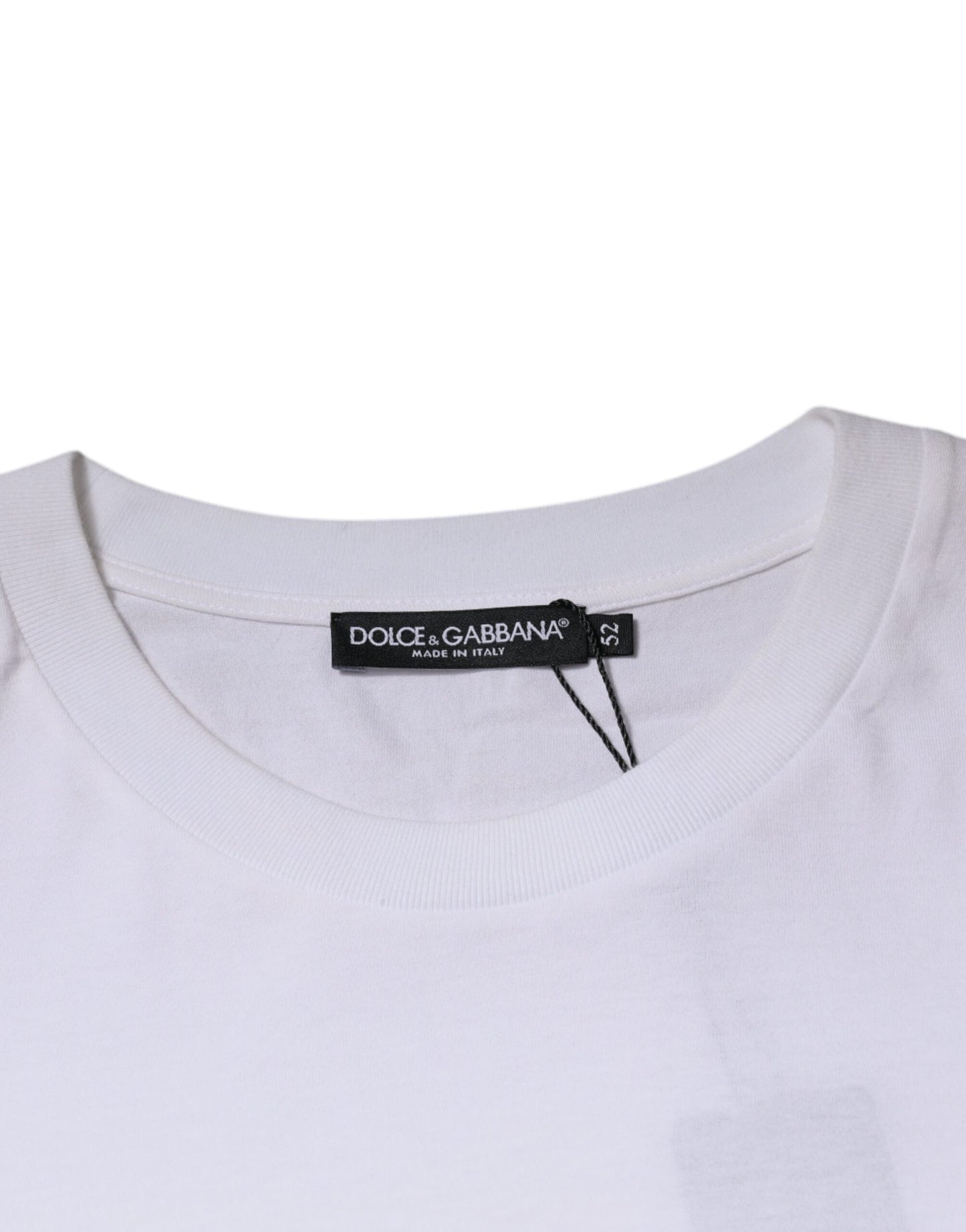 T-shirt blanc à col rond en coton DG Milano