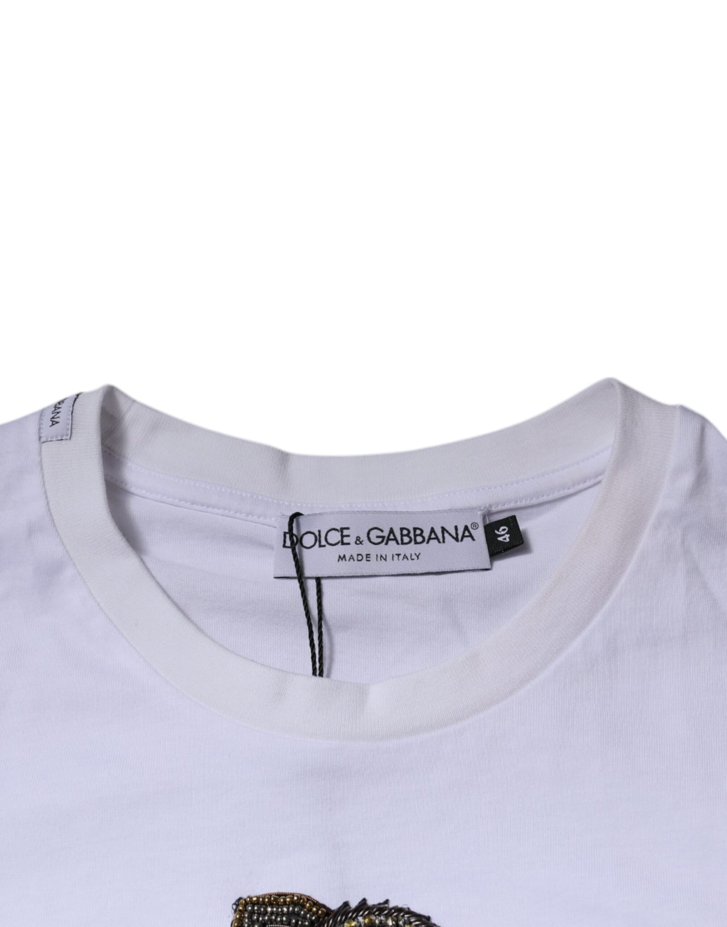 T-shirt ras du cou en coton blanc avec logo DG