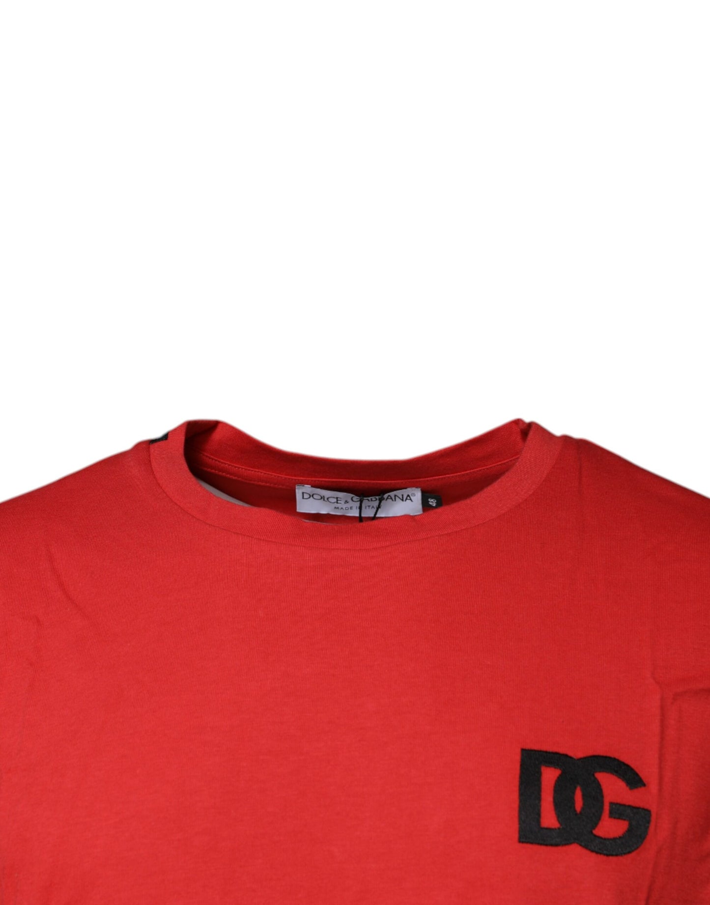 T-shirt ras du cou en coton rouge avec logo DG
