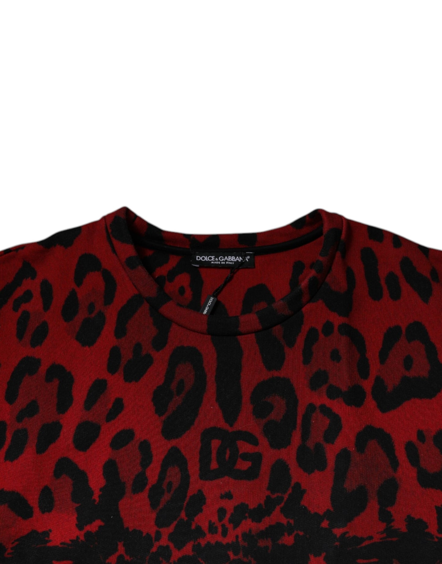 T-shirt sans manches en coton à imprimé léopard rouge