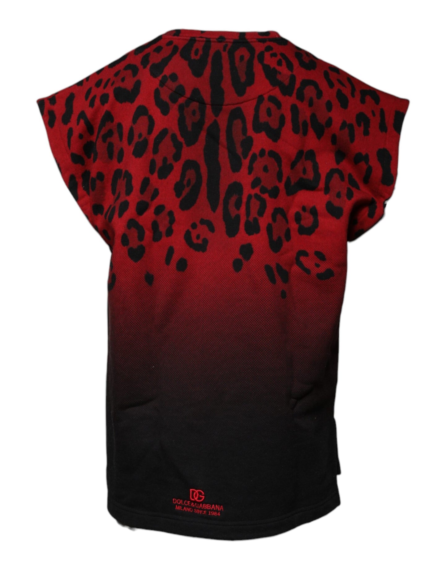 T-shirt sans manches en coton à imprimé léopard rouge