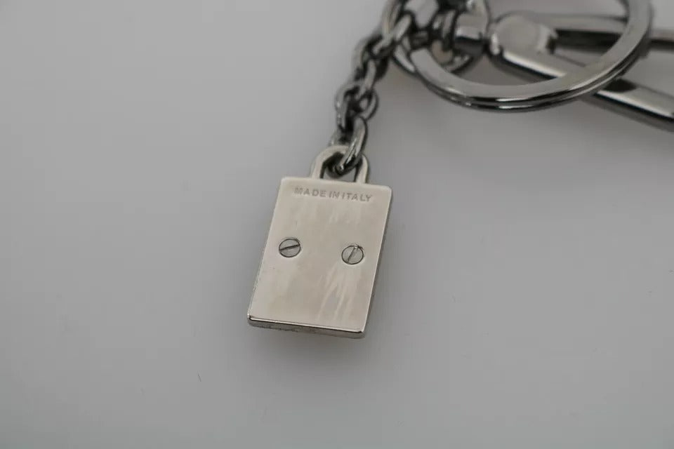 Llavero con insignia del logotipo de Dominico Stefano #DGFAMILY en cuero plateado