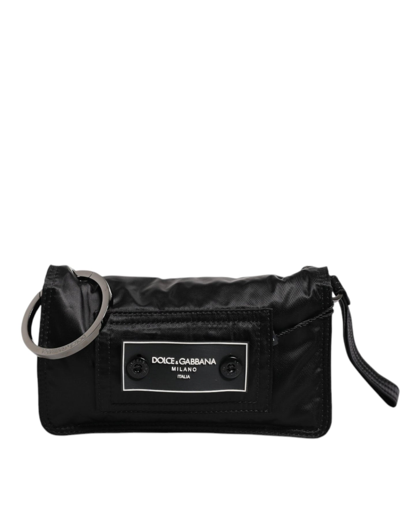 Sac bandoulière à deux volets avec logo en tissu noir