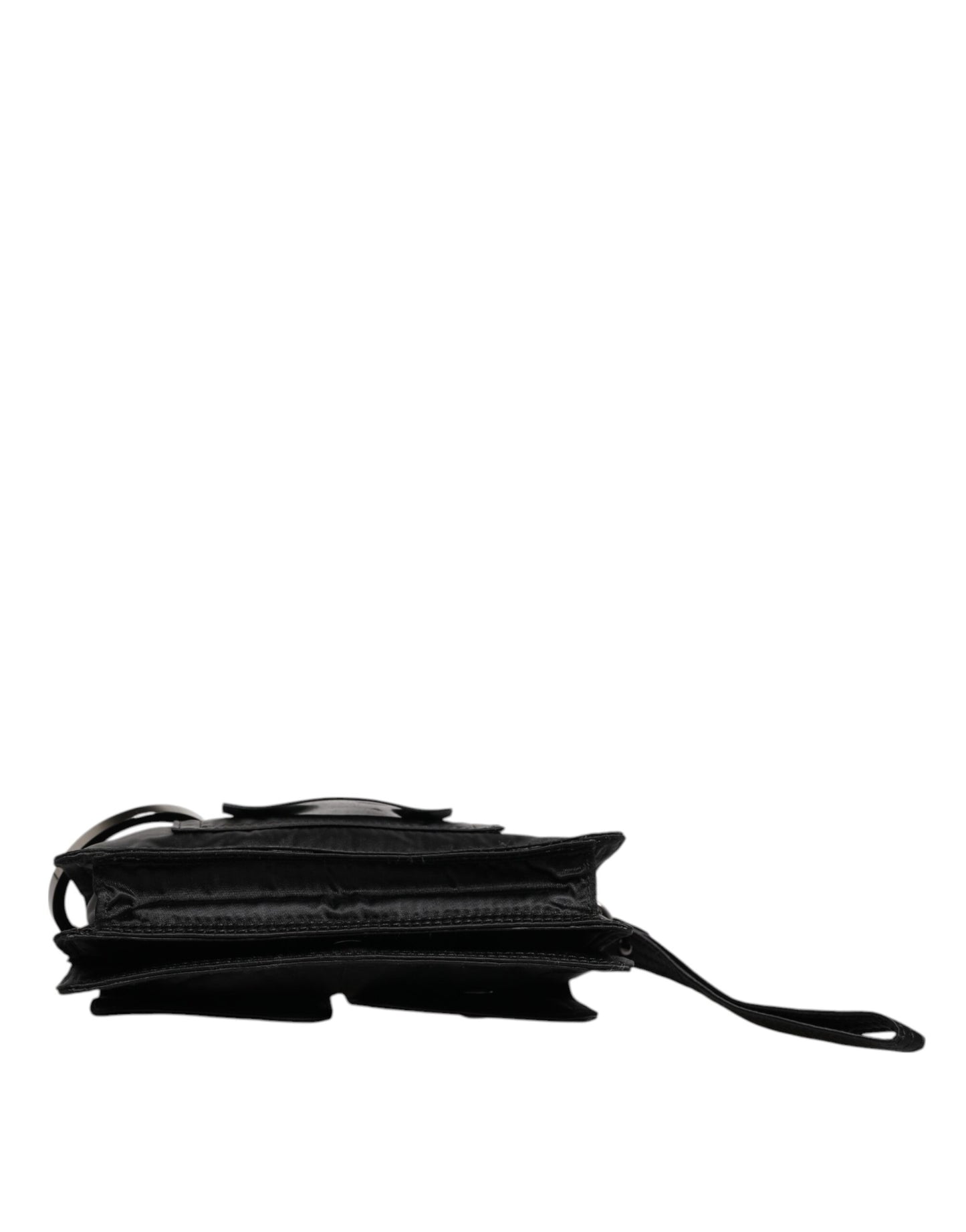 Sac bandoulière à deux volets avec logo en tissu noir