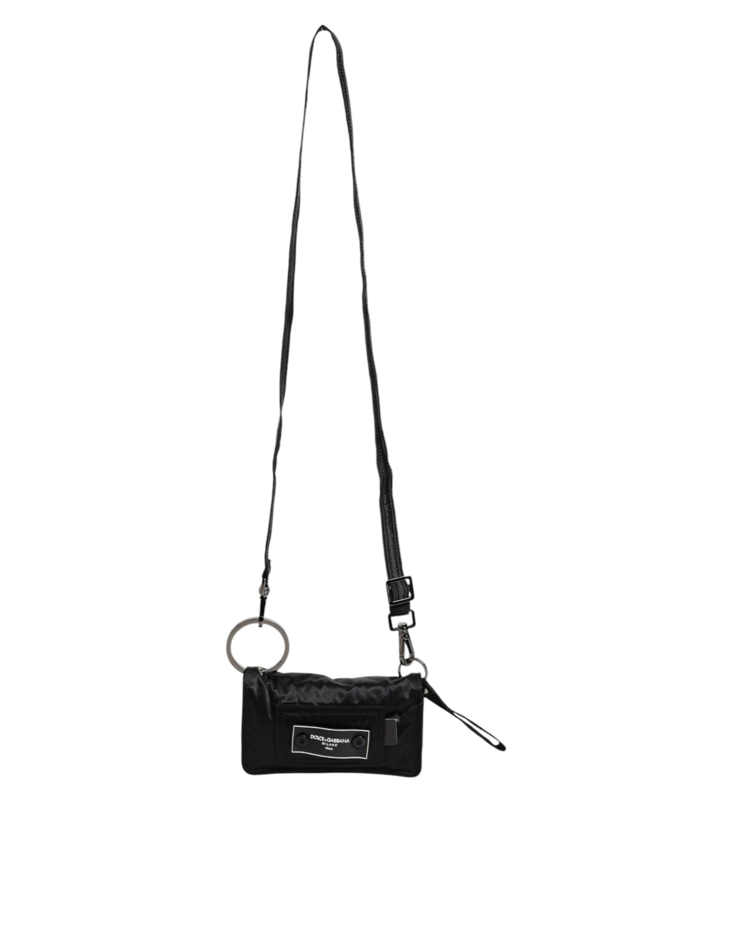 Sac bandoulière à deux volets avec logo en tissu noir