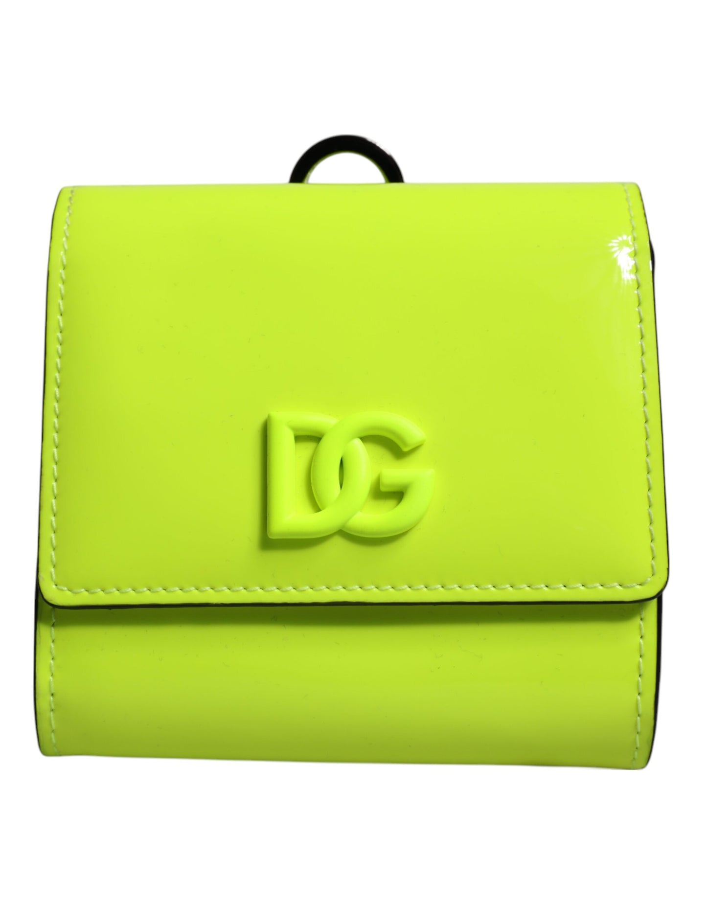 Tarjetero con correa para el cuello, plegable, amarillo y verde, con logotipo DG