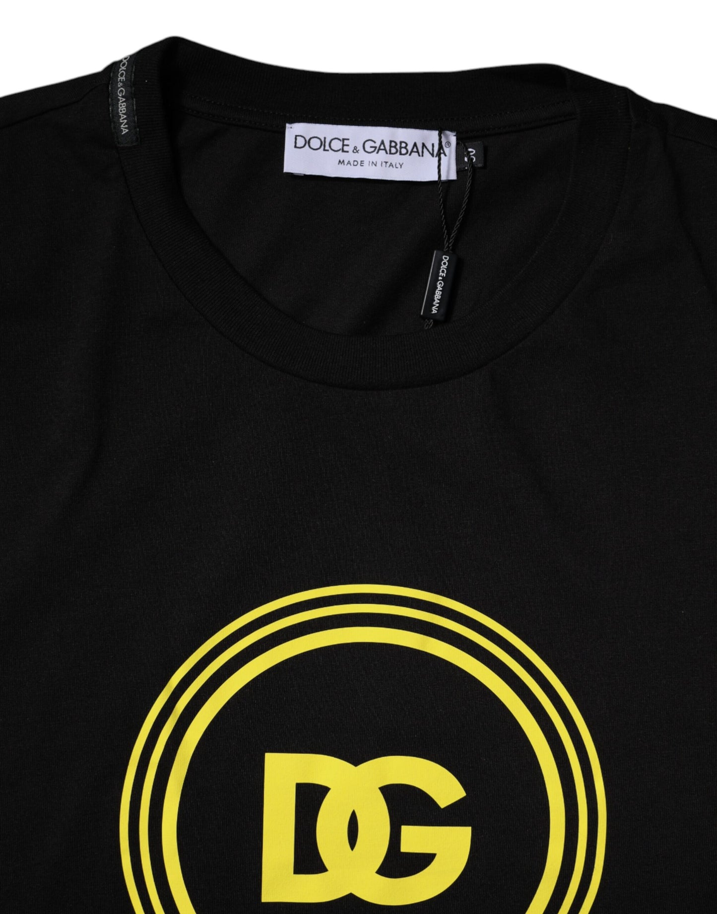 T-shirt col rond en coton noir avec logo imprimé