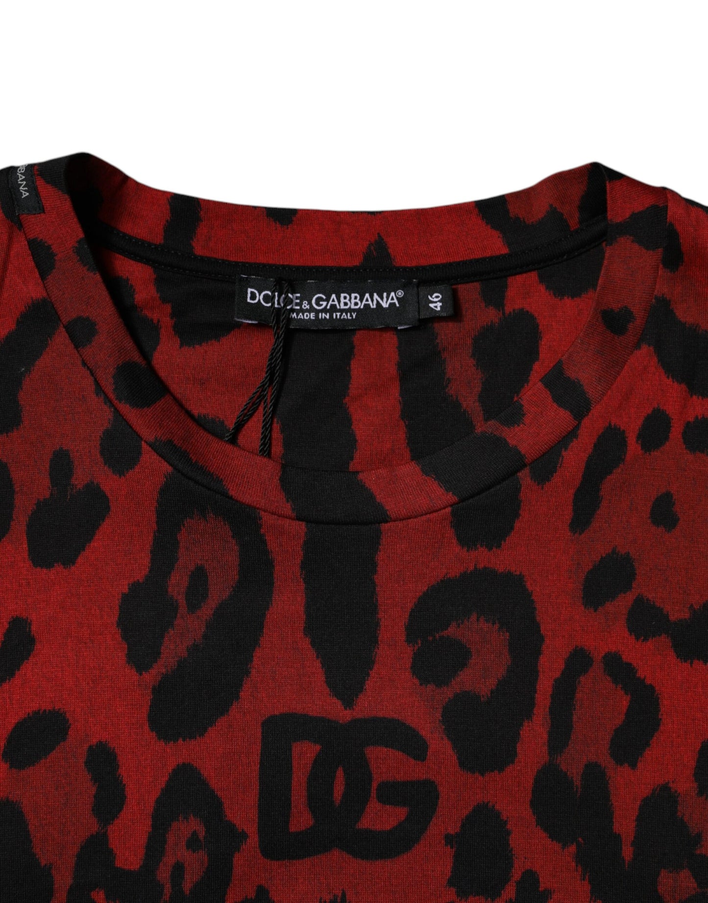 T-shirt à manches courtes en coton léopard rouge