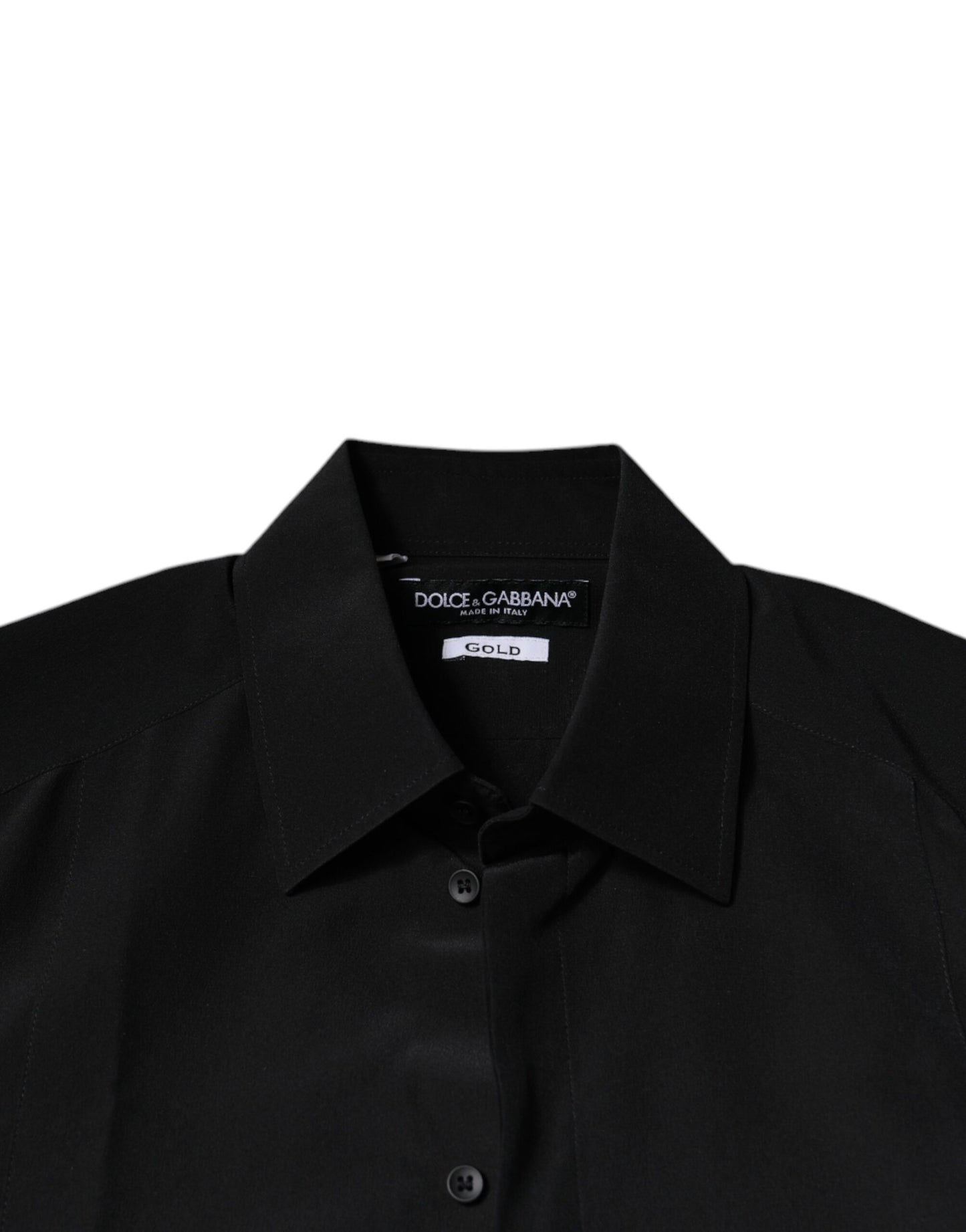 Chemise en soie noire à manches longues dorée