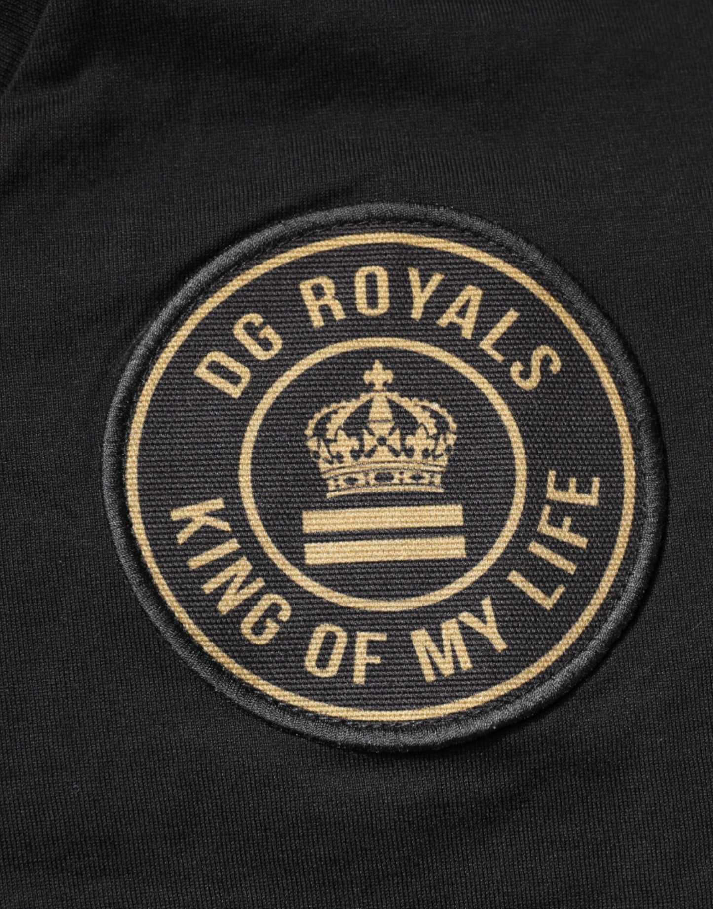 T-shirt à manches courtes et col en V en coton noir avec logo