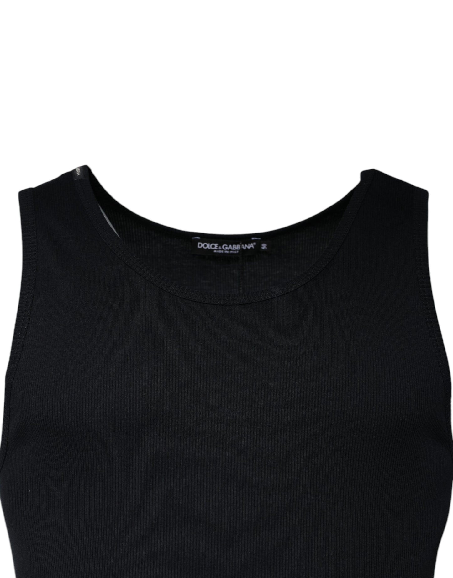 T-shirt sans manches à col rond en coton noir