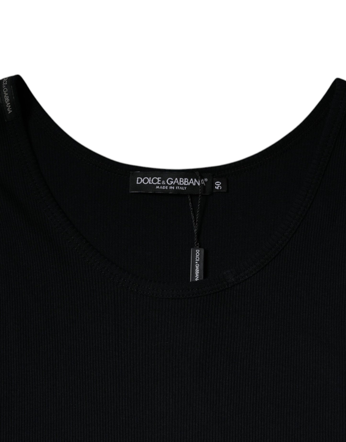 T-shirt sans manches à col rond en coton noir