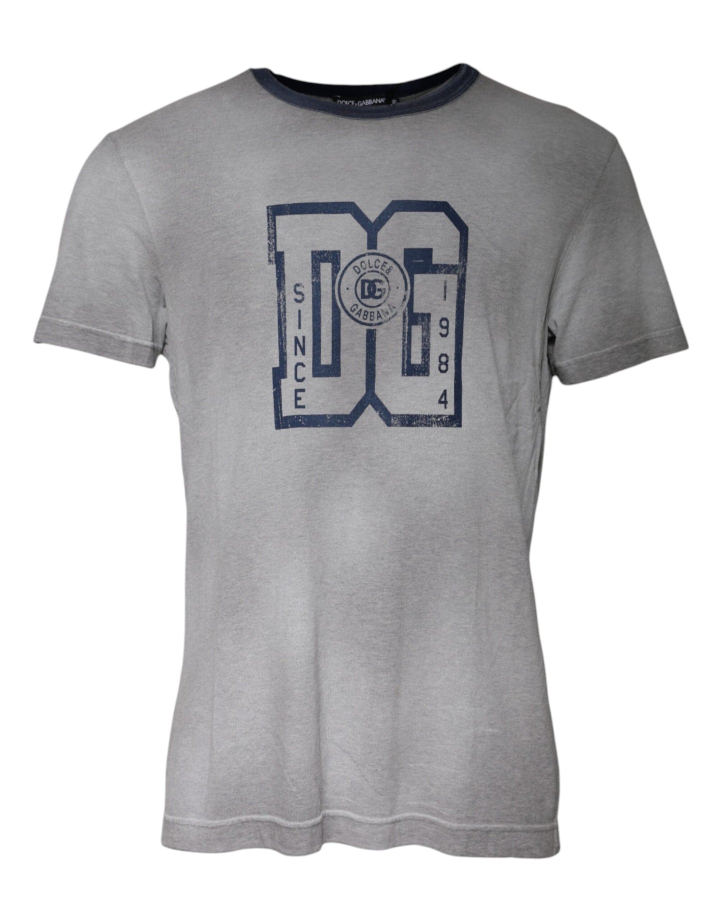 T-shirt ras du cou en coton gris avec logo imprimé