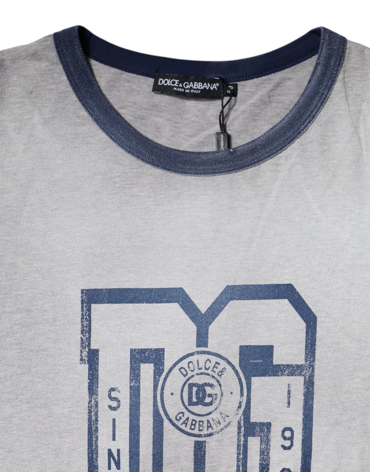 T-shirt ras du cou en coton gris avec logo imprimé