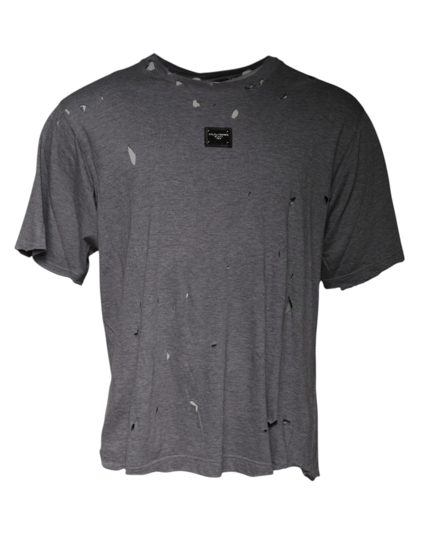 T-shirt ras du cou à manches courtes et logo gris
