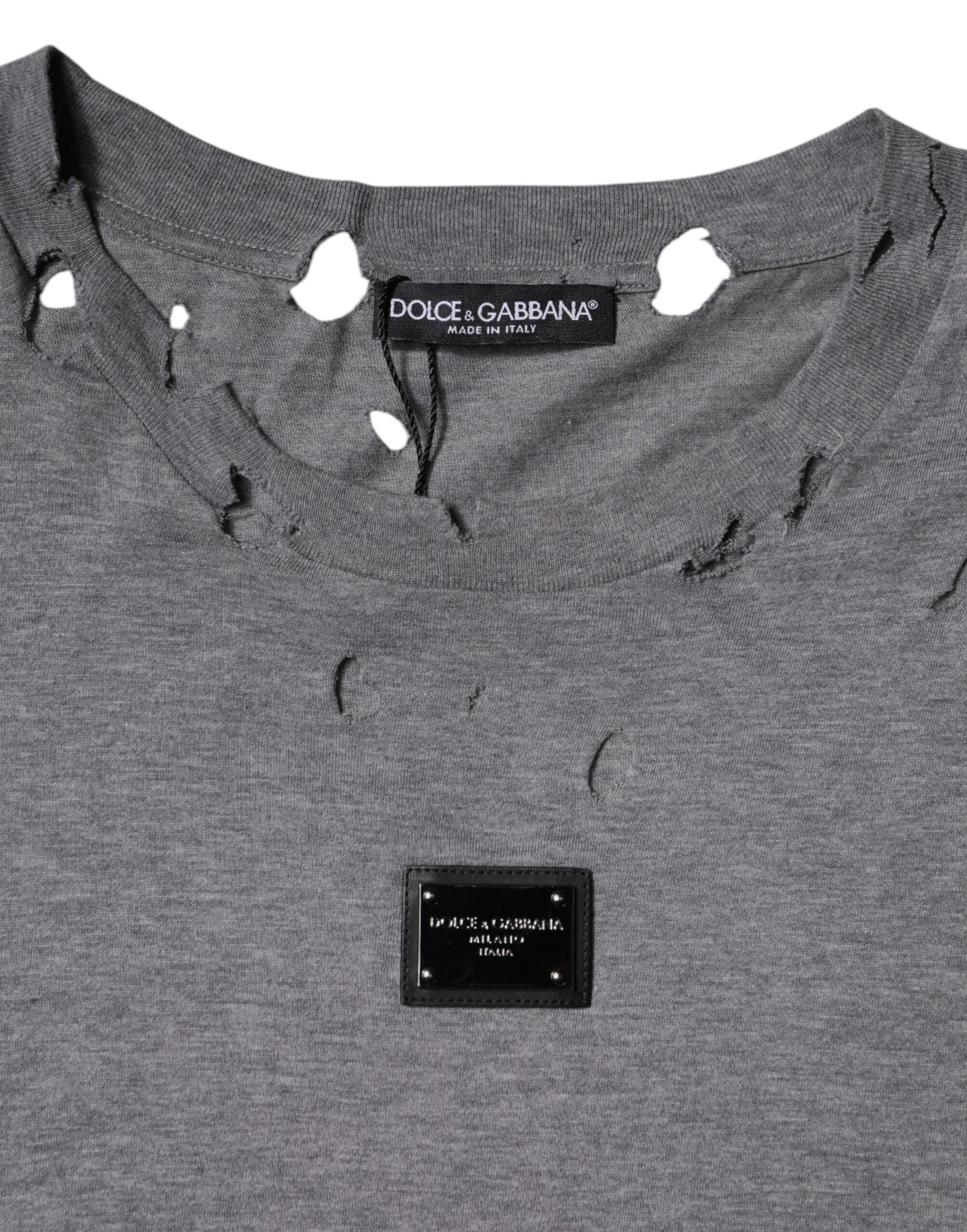 T-shirt ras du cou à manches courtes et logo gris