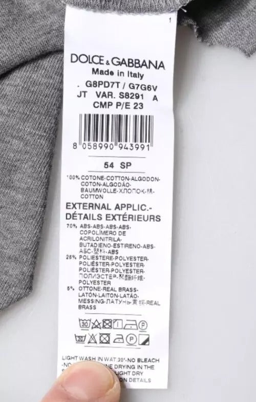 T-shirt ras du cou à manches courtes et logo gris