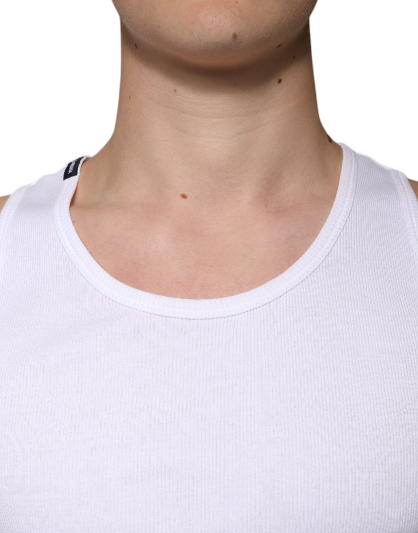 T-shirt débardeur col rond sans manches en coton blanc
