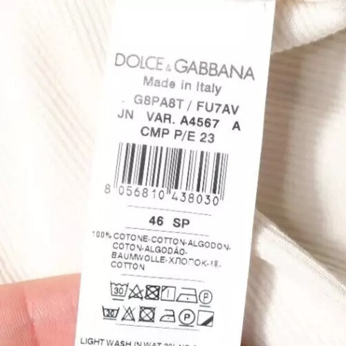 T-shirt col rond sans manches en coton blanc cassé
